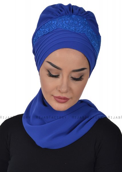 Celine - Blauw Chiffon Turban - Ayse Turban