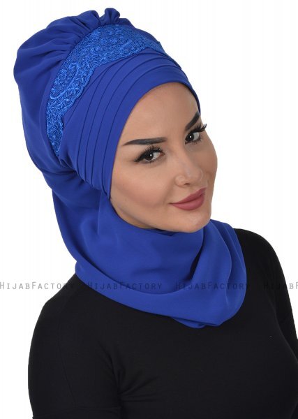 Celine - Blauw Chiffon Turban - Ayse Turban