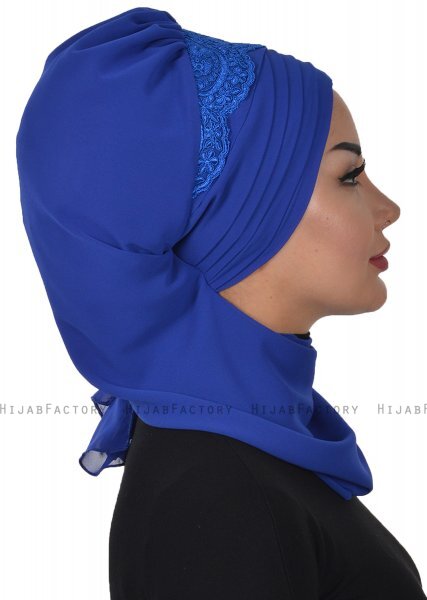 Celine - Blauw Chiffon Turban - Ayse Turban