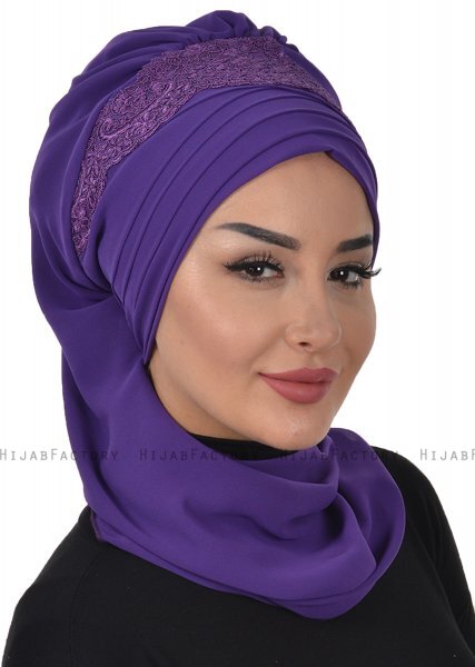 Celine - Purper Chiffon Purper - Ayse Turban