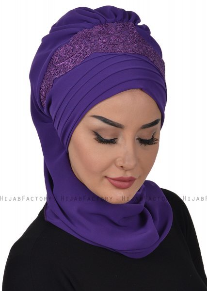 Celine - Purper Chiffon Purper - Ayse Turban