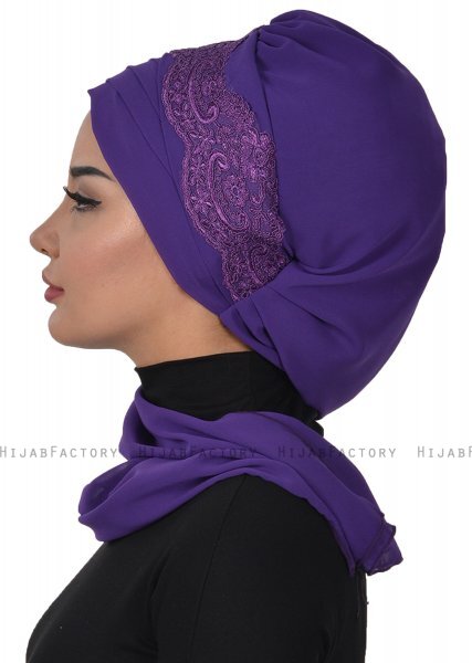 Celine - Purper Chiffon Purper - Ayse Turban
