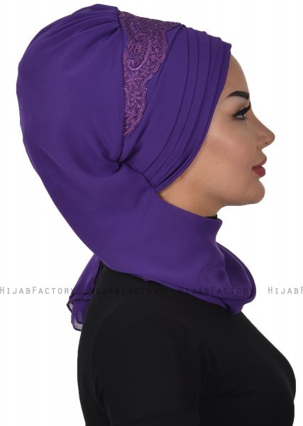 Celine - Purper Chiffon Purper - Ayse Turban
