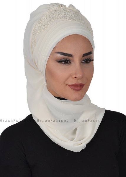 Celine - Creme Chiffon Turban - Ayse Turban