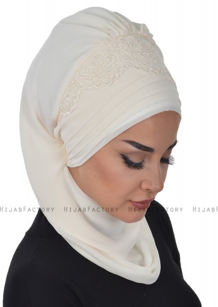 Celine - Creme Chiffon Turban - Ayse Turban