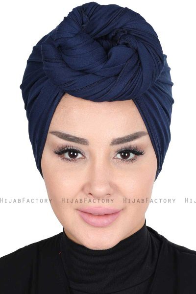 Sigrid - Marineblauw Katoen Hijab - Ayse Turban