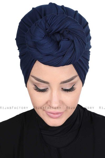 Sigrid - Marineblauw Katoen Hijab - Ayse Turban