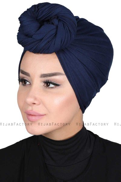 Sigrid - Marineblauw Katoen Hijab - Ayse Turban
