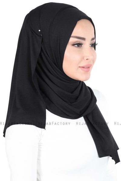 Sigrid - Zwart Katoen Hijab - Ayse Turban