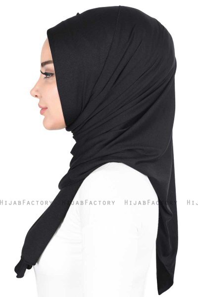 Sigrid - Zwart Katoen Hijab - Ayse Turban