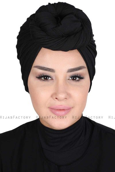 Sigrid - Zwart Katoen Hijab - Ayse Turban