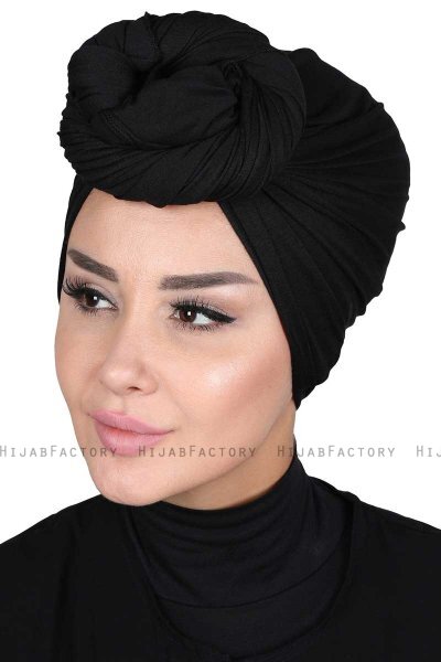 Sigrid - Zwart Katoen Hijab - Ayse Turban