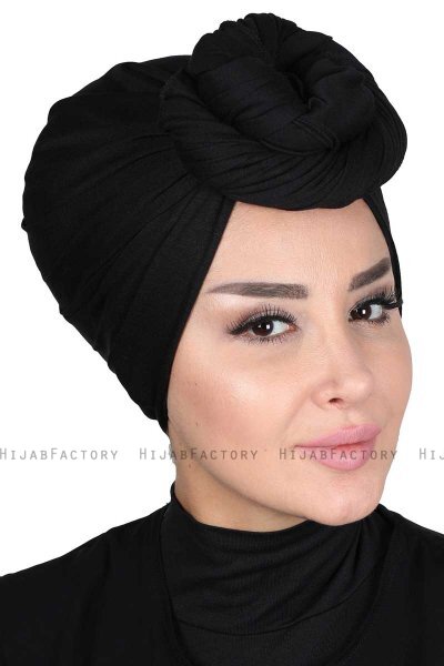 Sigrid - Zwart Katoen Hijab - Ayse Turban