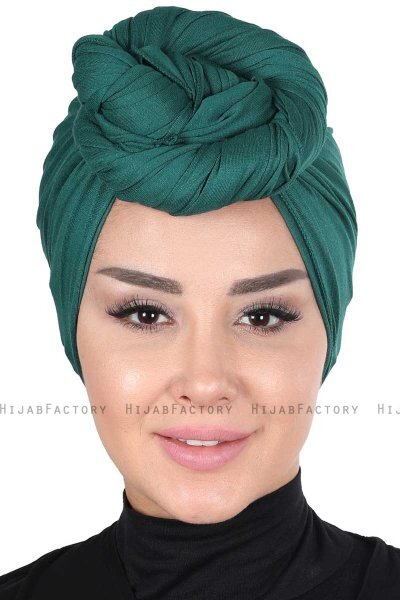 Sigrid - Donkergroen Katoen Hijab - Ayse Turban