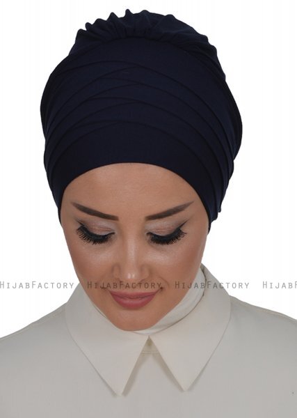 Monica - Marineblauw Katoen Turban - Ayse Turban
