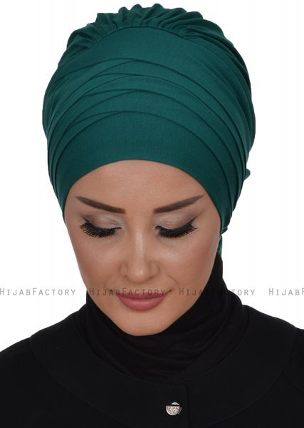 Monica - Donkergroen Katoen Turban - Ayse Turban