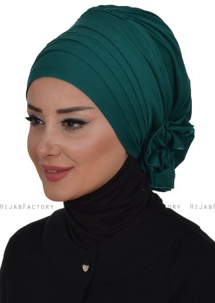 Monica - Donkergroen Katoen Turban - Ayse Turban