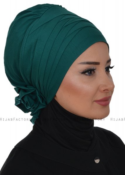 Monica - Donkergroen Katoen Turban - Ayse Turban