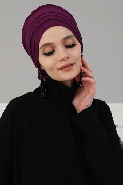 Monica - Purper Katoen Turban - Ayse Turban