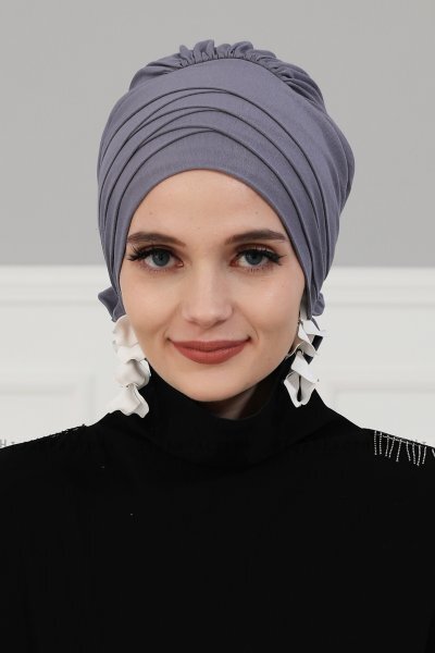 Monica - Grijs Katoen Turban - Ayse Turban