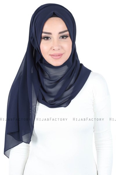 Joline - Marineblauw Premium Chiffon Hijab
