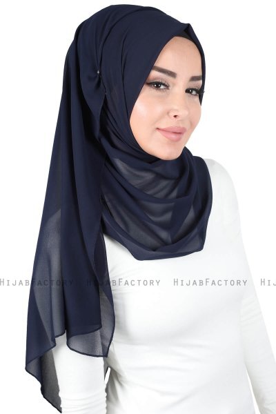 Joline - Marineblauw Premium Chiffon Hijab