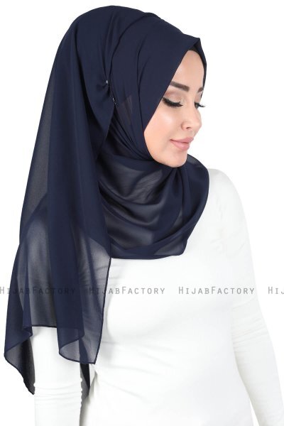 Joline - Marineblauw Premium Chiffon Hijab