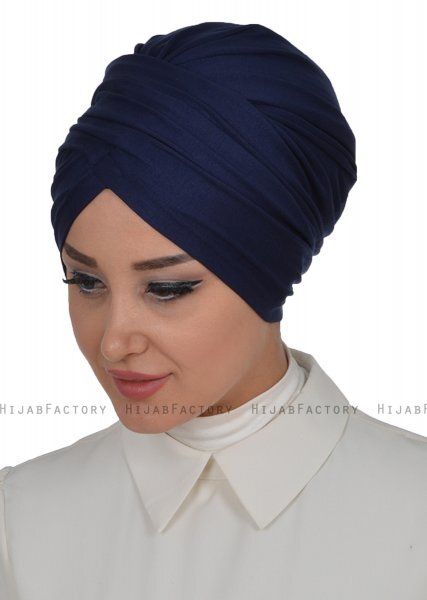 Fiona - Marineblauw Katoen Turban - Ayse Turban