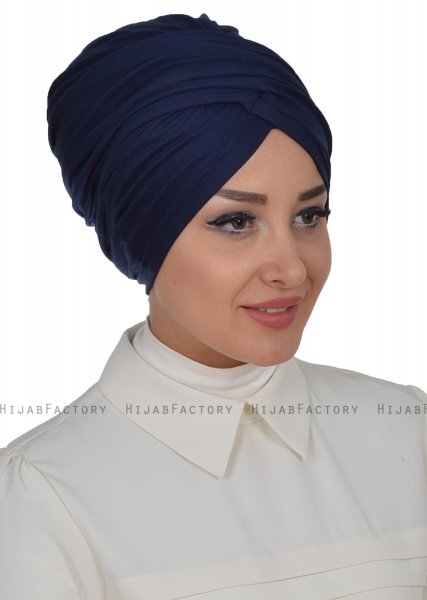 Fiona - Marineblauw Katoen Turban - Ayse Turban