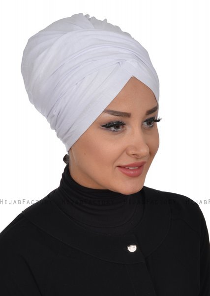 Fiona - Wit Katoen Turban - Ayse Turban
