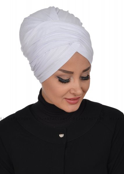 Fiona - Wit Katoen Turban - Ayse Turban