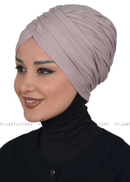 Fiona - Taupe Katoen Turban - Ayse Turban