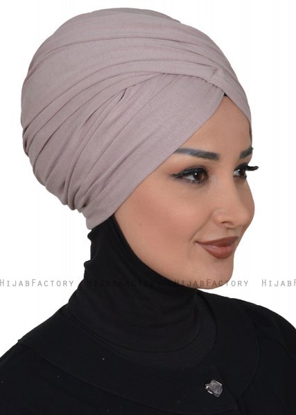 Fiona - Taupe Katoen Turban - Ayse Turban