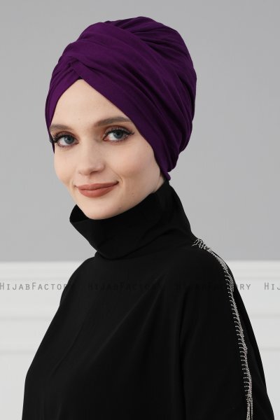 Fiona - Purper Katoen Turban - Ayse Turban
