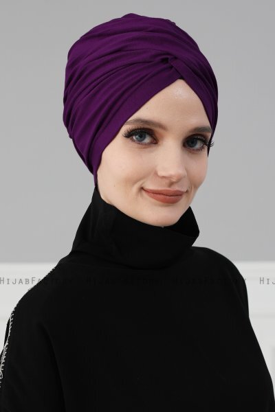 Fiona - Purper Katoen Turban - Ayse Turban