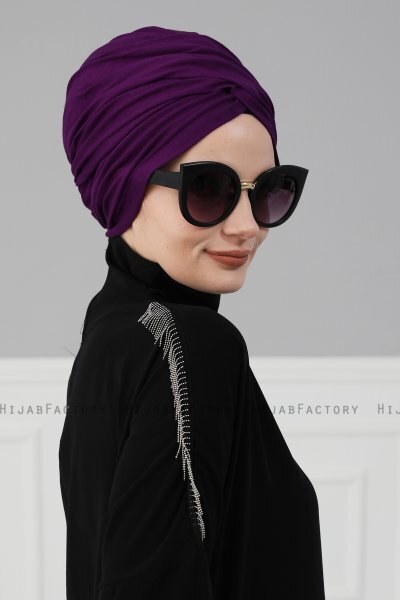 Fiona - Purper Katoen Turban - Ayse Turban