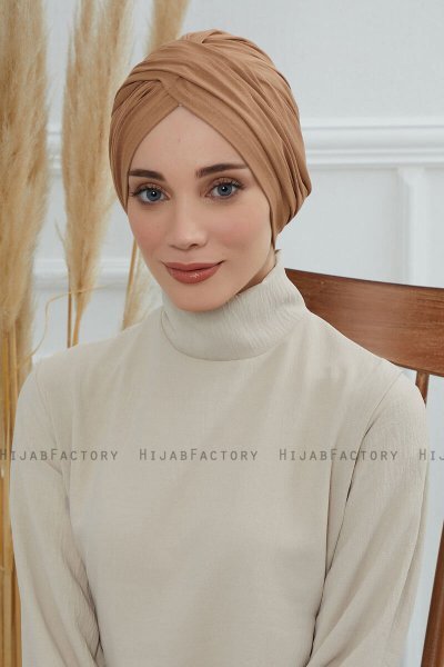 Fiona - Lichtbruin Katoen Turban