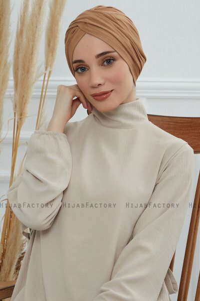 Fiona - Lichtbruin Katoen Turban