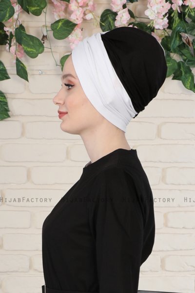 Fiona - Wit & Zwart Katoen Turban