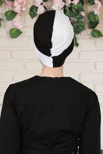 Fiona - Wit & Zwart Katoen Turban