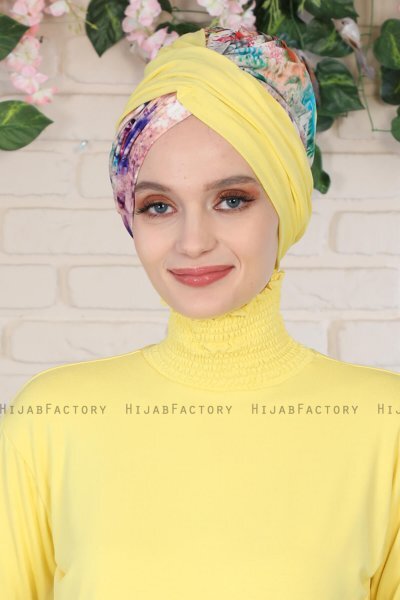 Fiona - Yellow Paint Katoen Turban