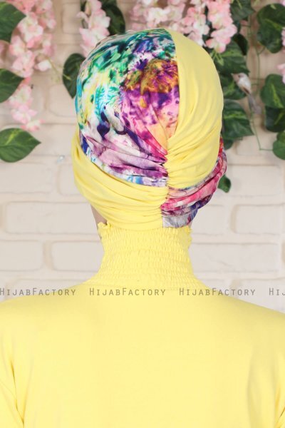 Fiona - Yellow Paint Katoen Turban