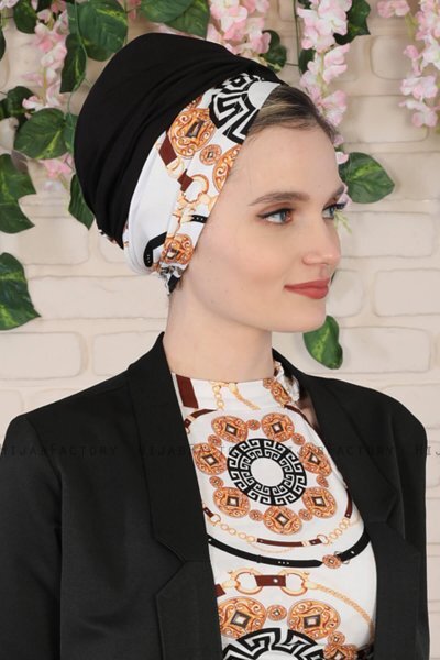 Fiona - Black Elegant Katoen Turban