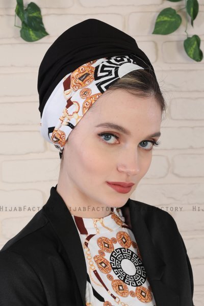 Fiona - Black Elegant Katoen Turban