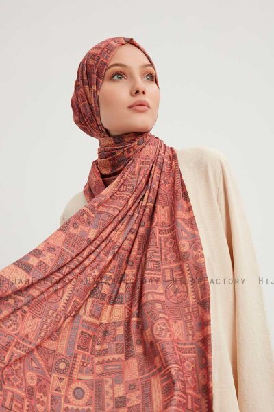 Gulya - Baksteenrood Gevormd Hijab