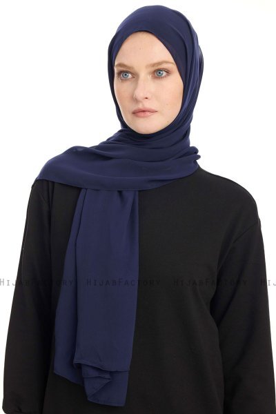 Chiffon Hijab - Marineblauw