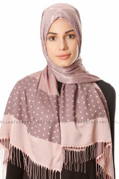 Alev - Oudroze Gedessineerde Hijab