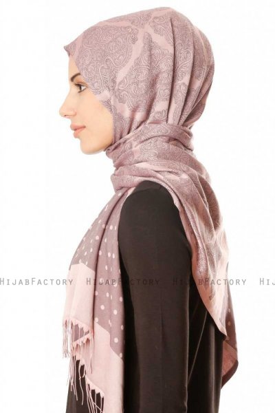 Alev - Oudroze Gedessineerde Hijab