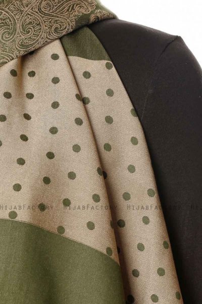 Alev - Khaki Gedessineerde Hijab