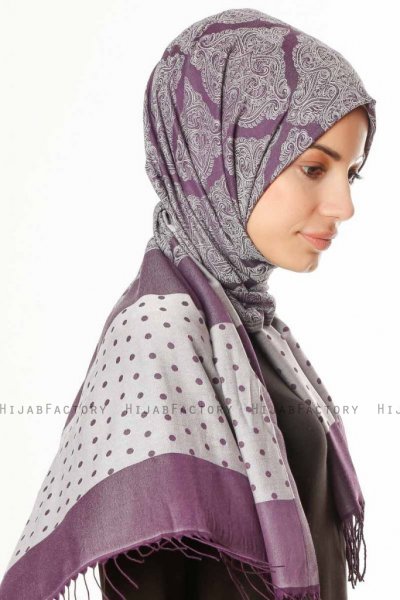Alev - Purper Gedessineerde Hijab